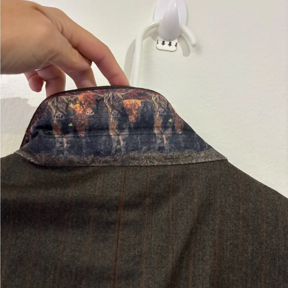Robert Graham Dark Brown with Orange pinstripe Size 48 Blazer - Picture 8 of 9